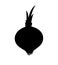 Bulb onion silhouette. Black on white