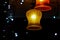 Bulb and retro lamp in the dark. Night Streetlight Background