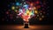 Bulb-shaped lamp serves as a canvas for a mesmerizing explosion of vibrant colors ultra realistic illustration -