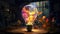 A bulb-shaped lamp shining brightly in an explosion of colorful inspiration ultra realistic illustration - Generative AI