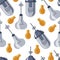 Bulb types, vintage and old fashioned mechanisms seamless pattern