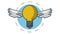 Bulb with wings on round symbol HD animation