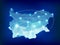 Bulgaria country map polygonal with spot lights pl