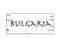 Bulgaria, country name written on white background, surface inside drawn wooden frame. Vector drawn frame.