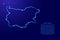 Bulgaria map from the contour classic blue color brush lines different thickness and glowing stars on dark background. Vector