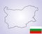 Bulgaria map contour silhouette and flag.
