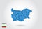 Bulgaria map design with 3D style. Blue bulgaria map and National flag. Simple vector map with contour, shape, outline, on white
