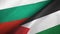 Bulgaria and Palestine two flags textile cloth, fabric texture