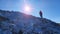 Bulgaria, Pirin Mountains, hiker on Vihren Peak.