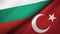 Bulgaria and Turkey two flags textile cloth, fabric texture