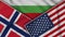 Bulgaria United States of America Norway Flags Together Fabric Texture Illustration