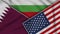 Bulgaria United States of America Qatar Flags Together Fabric Texture Illustration