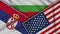 Bulgaria United States of America Serbia Flags Together Fabric Texture Illustration