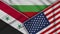 Bulgaria United States of America Syria Flags Together Fabric Texture Illustration