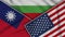 Bulgaria United States of America Taiwan Flags Together Fabric Texture Illustration