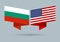 Bulgaria and USA flags. American and Bulgarian national symbols. Vector illustration.
