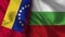 Bulgaria and Venezuela Realistic Flag â€“ Fabric Texture Illustration