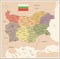 Bulgaria - vintage map and flag - Detailed Vector Illustration