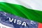 Bulgaria Visa Document, with Bulgaria flag in background. Bulgaria flag with Close up text VISA on USA visa stamp in passport,3D