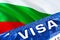 Bulgaria visa document close up. Passport visa on Bulgaria flag. Bulgaria visitor visa in passport,3D rendering. Bulgaria multi