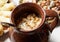 Bulgarian beans stew in pottery