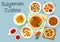 Bulgarian cuisine savory dishes icon design