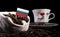 Bulgarian flag in a bag with coffee beans isolated on black