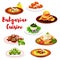 Bulgarian meat dishes and cake, vector