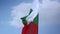 Bulgarian national flag waving on flagpole in blue sky. Bulgaria