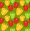 Bulgarian pepper seamless pattern. Paprika yellow, green, red, endless background, texture. Vegetable background Vector