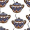 Bulgarian pottery clay saucepan with ornament seamless pattern