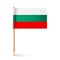 Bulgarian toothpick flag. Souvenir from Bulgaria. Wooden toothpick with paper flag. Location mark, map pointer. Blank