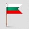 Bulgarian toothpick flag. Souvenir from Bulgaria. Wooden toothpick with paper flag. Location mark, map pointer. Blank