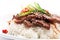 Bulgogi: Marinated grilled beef served with rice, AI generative