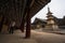 Bulguksa Temple , Seokgatap Dabotab pagoda and Daeungjeon Hall during winter morning at Gyeongju , South Korea : 10 February 2023