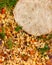 Bulgur with cutlet food for lunch or dinner healthy food close-up top view