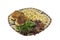 Bulgur with cutlets and green salad isolated