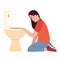 bulimia woman in toilet