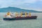 Bulk carrier cargo ship anchored in outer anchorage of Singapore