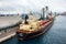 Bulk carrier, dry cargo vessel bulker in Savona seaport, Italy