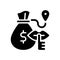 Bulk cash smuggling black glyph icon