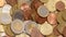 Bulk of various types of euro coins from different countries in Europe