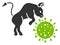 Bull Attacks Coronavirus Raster Flat Icon