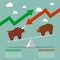 Bull and bear on balance scale infographic