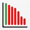 Bull and bear market chart, graphic falling down. Financial and economic crisis. Vector illustration.