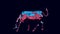 Bull with Blue Red Pink Moody 80s lighting