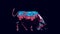 Bull with Blue Red Pink Moody 80s lighting