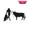 Bull and bullfighter, toreador, icon, vector illustration