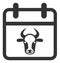 Bull Calendar Page Raster Flat Icon