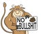 A bull character holding a no bullshit sign